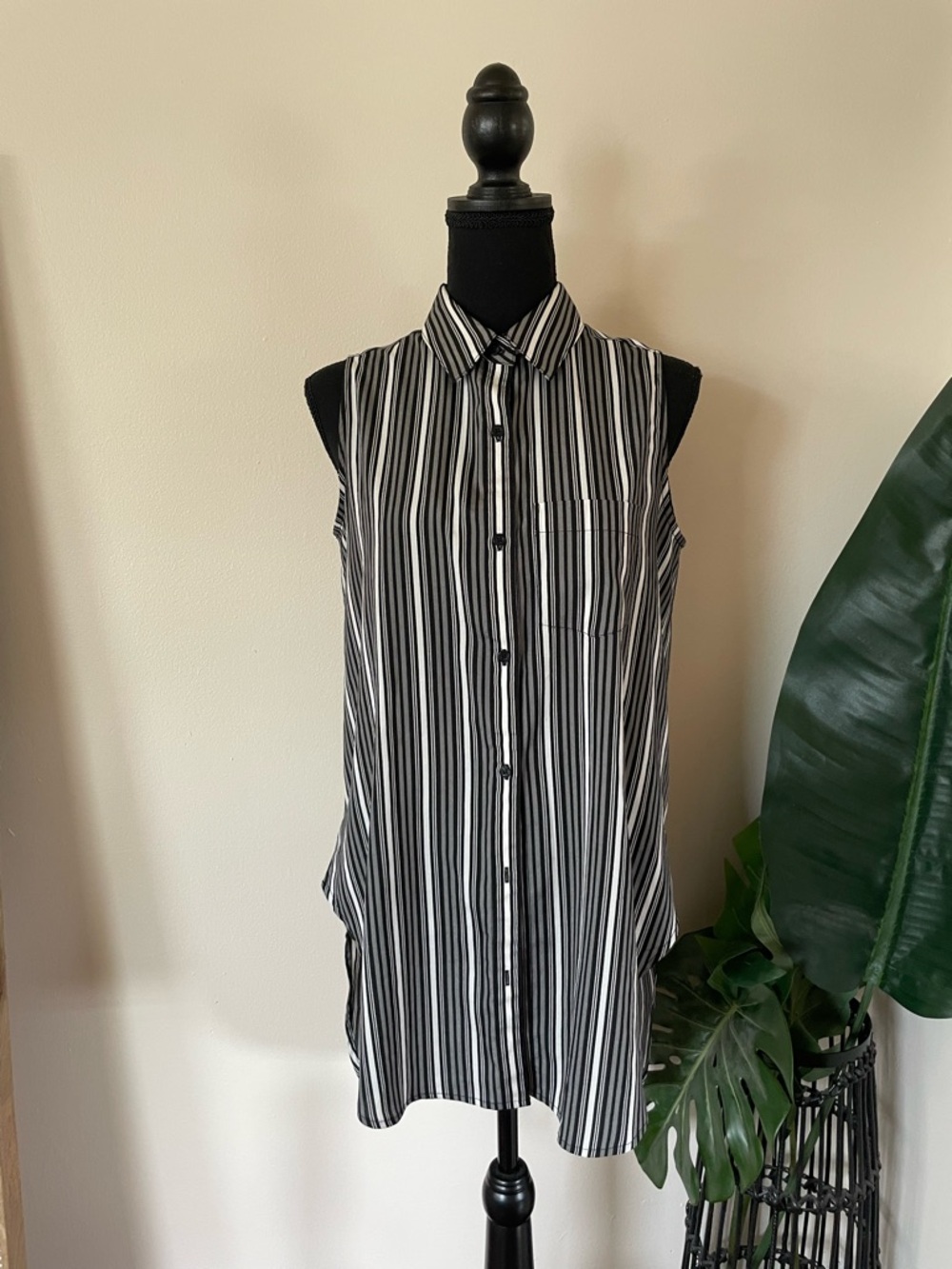 Calvin Klein Black and White Striped Top